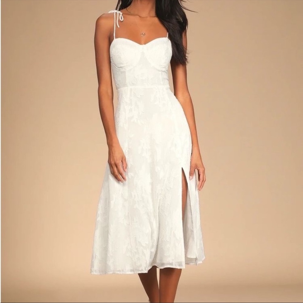 Lulus White Floral Midi Dress